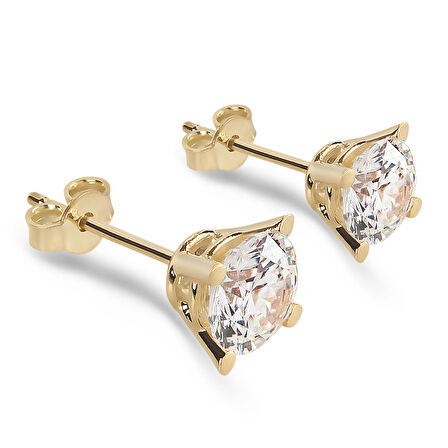 Chavin 2 Carat Zirkon Tektaş Gümüş Bayan Küpe dh15sr
