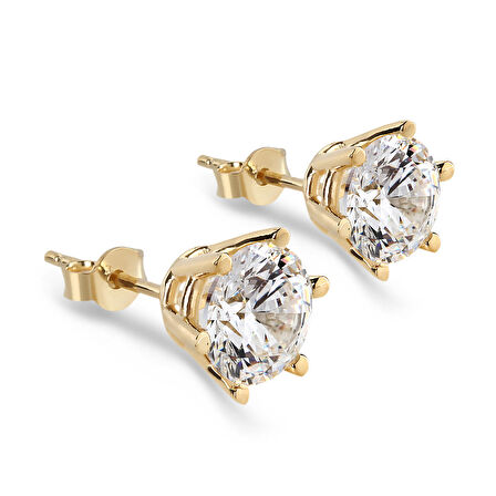 Chavin 4 Carat Zirkon Tektaş Gümüş Bayan Küpe dh17sr