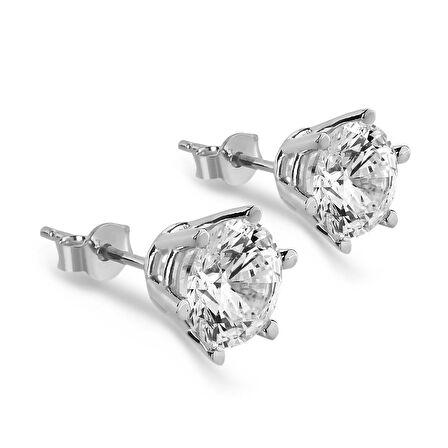 Chavin 4 Carat Zirkon Tektaş Gümüş Bayan Küpe dh17by