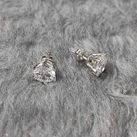 Chavin 4 Carat Zirkon Tektaş Gümüş Bayan Küpe dh17by