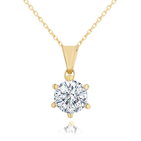 Chavin 2 Carat Zirkon Tektaş Gümüş Bayan Kolye dh18sr
