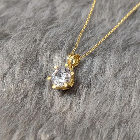 Chavin 2 Carat Zirkon Tektaş Gümüş Bayan Kolye dh18sr