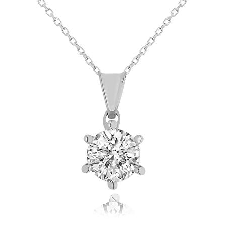 Chavin 2 Carat Tektaş Gümüş Bayan Kolye dh18by