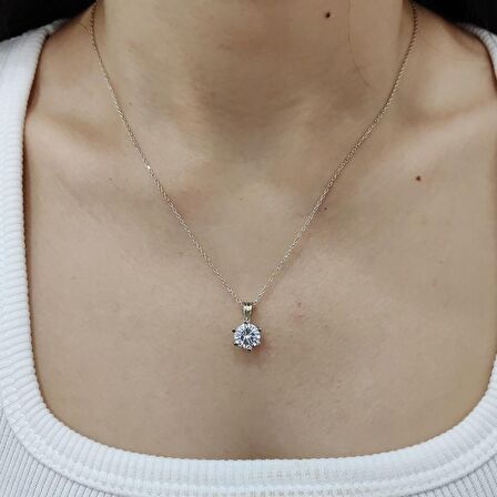 Chavin 2 Carat Tektaş Gümüş Bayan Kolye dh18by
