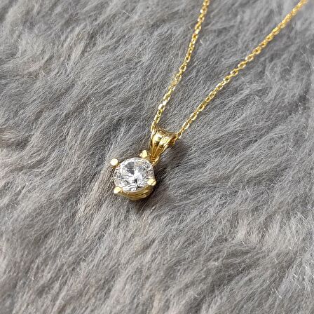 Chavin 1 Carat Zirkon Tektaş Gümüş Bayan Kolye dh16sr
