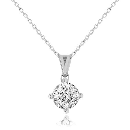 Chavin 1 Carat Zirkon Tektaş Gümüş Bayan Kolye dh16by