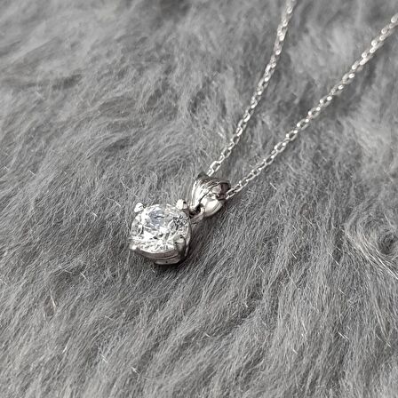 Chavin 1 Carat Zirkon Tektaş Gümüş Bayan Kolye dh16by