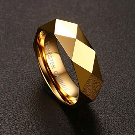 Chavin Kadın Erkek Parlak Aynalı Gold Tungsten Yüzük dm77