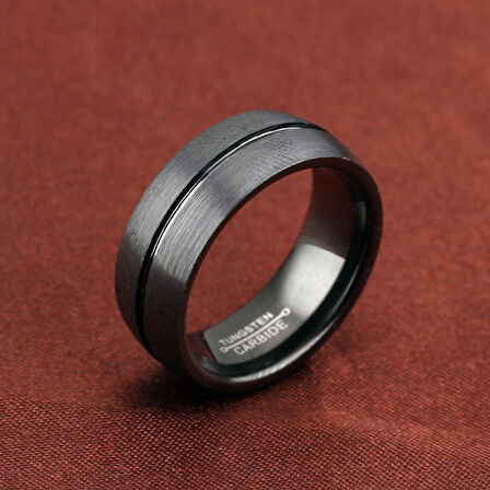 Chavin Erkek Mat Siyah Fırçalanmış Tungsten Yüzük dm78
