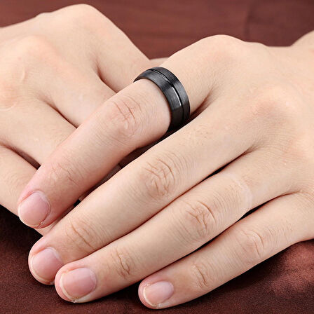 Chavin Erkek Mat Siyah Fırçalanmış Tungsten Yüzük dm78