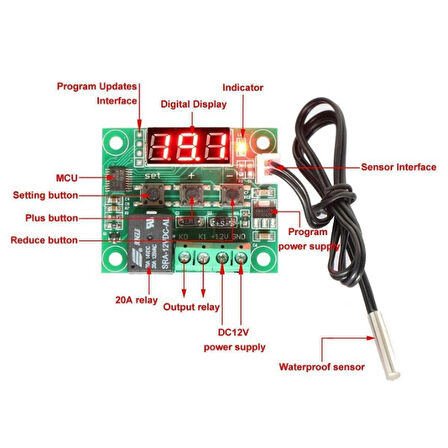 Dijital Termostat 12v Akvaryum Kuluçka Buzdolabı Termostat thr205