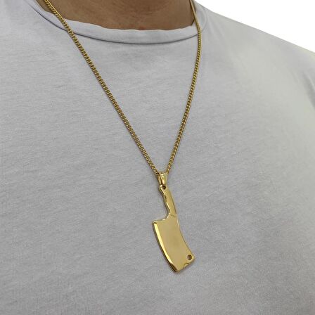 Chavin Gold Satır Figürü Çelik Erkek Kolye dp51sr