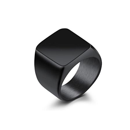 Chavin Parlak Siyah Kadın Erkek Çelik Yüzük dc52