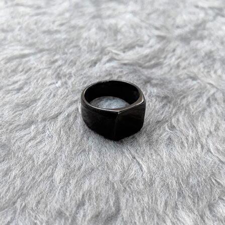 Chavin Parlak Siyah Kadın Erkek Çelik Yüzük dc52