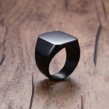 Chavin Parlak Siyah Kadın Erkek Çelik Yüzük dc52