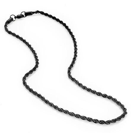 Chavin 75 cm. Uzun Siyah 3 mm. Erkek Çelik Zincir dr86