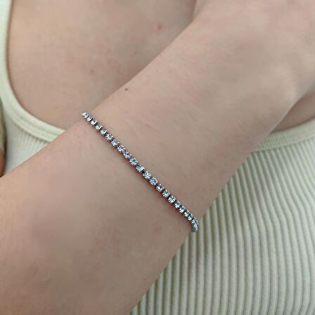 Chavin 2 mm. Su Yolu Bayan Taşlı Bileklik dr87