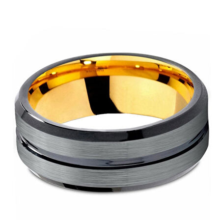 Chavin Bayan Erkek Mat Gri Fırçalanmış Tungsten Yüzük dm80
