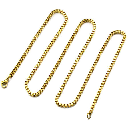 Chavin Sarı Gold 3 mm. 60 cm. Bayan Erkek Çelik Zincir ds78