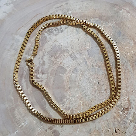 Chavin Sarı Gold 3 mm. 60 cm. Bayan Erkek Çelik Zincir ds78