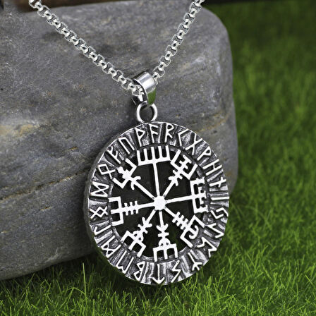 Chavin Viking Rune Viking Odin Sembol Çelik Kolye ds70