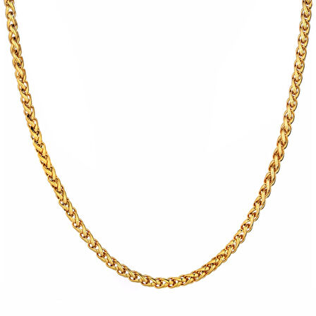 Chavin 5 mm. 55cm.Sarı Gold Burgu Çelik Bayan Erkek Zincir dt50-5