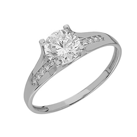 Chavin 1 carat Tek Taş Beyaz Altın Yüzük dy70by