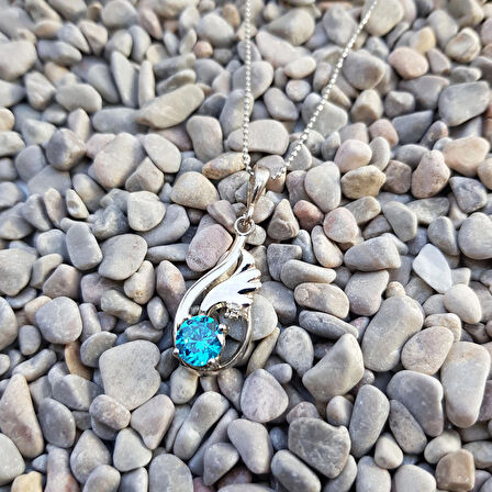 Chavin Topaz Melek Kanadı 0.015 Carat Pırlanta Gümüş Kolye cc84x