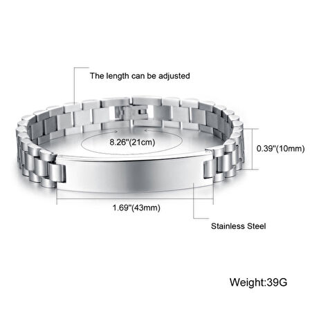 Chavin 12 mm. Gri 316 L Çelik Erkek Künye Bileklik ea40