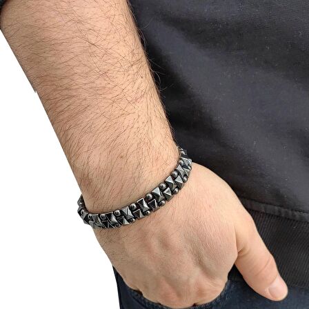 Chavin Hematit Taşlı Makrome Erkek Bileklik ea94