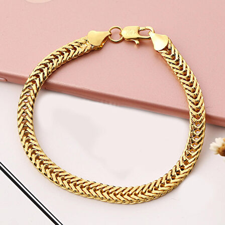Chavin 6 mm. 18 k. Kaplama Örgü Bayan Erkek Bileklik ed01sr