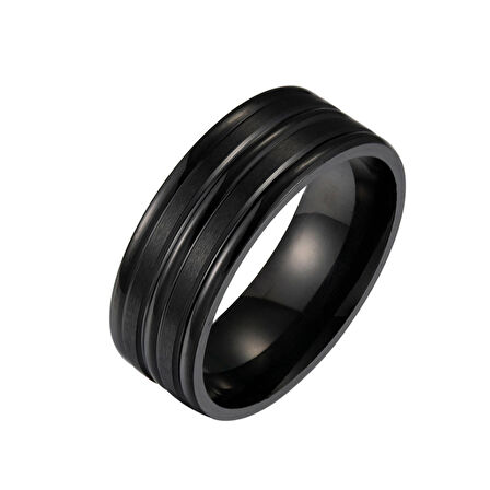 Chavin Siyah ip Kaplama Kadın Erkek Çelik Yüzük Alyans ec43sy