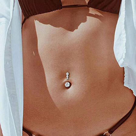 Chavin Dört Sıra Taşlı Rose Göbek Piercing ed05rs