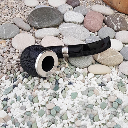 Falconetti 9 mm. Metal Süslü Maun Eğik Sap Ahşap Pipo py54