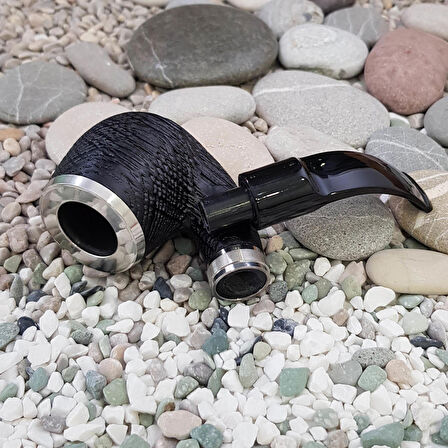 Falconetti 9 mm. Metal Süslü Maun Eğik Sap Ahşap Pipo py54