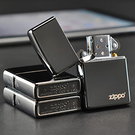 Zippo Çakmak Parlak Siyah Hediyelik Kutu Benzin Taş Set du10-2475