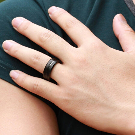 Chavin Kadın Erkek Mat Siyah Fırçalanmış Tungsten Yüzük dm76