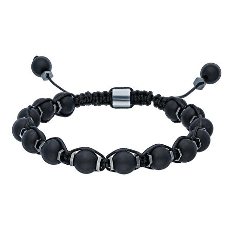 Chavin Hematit Mat Onyx Makrome Erkek Bileklik eg41