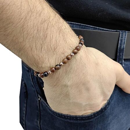 Chavin Hematit ve Ahşap Makrome Erkek Bileklik eg49