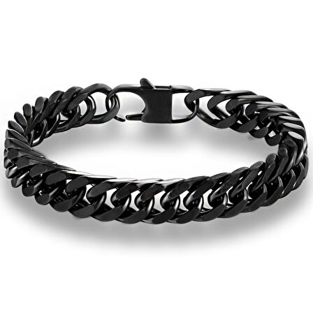 Chavin 10 mm. Parlak Siyah Çelik Erkek Bileklik dn99sy