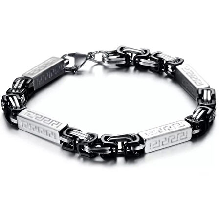 Chavin 6 mm. Kral ve Greek Desen Çelik Erkek Bileklik dg99sy