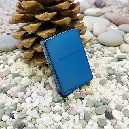 Zippo Çakmak Parlak Sapphire Benzin Taş Hediyelik Set du10-20446
