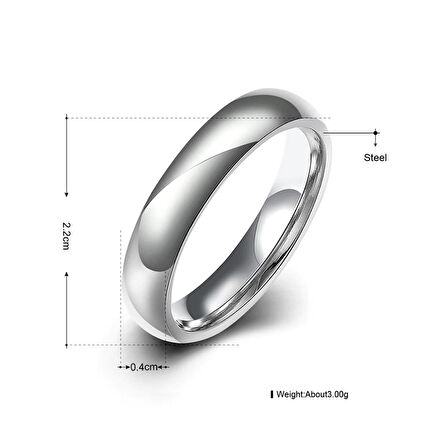 Chavin 4 mm Söz Nişan Gri Bayan Erkek Çelik Yüzük eh24by