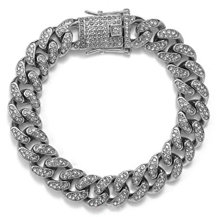 Chavin 12 mm. Kalın Taşlı Alloy Erkek Bileklik ed93by
