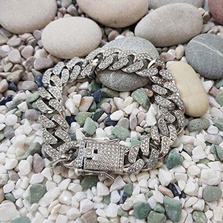 Chavin 12 mm. Kalın Taşlı Alloy Erkek Bileklik ed93by