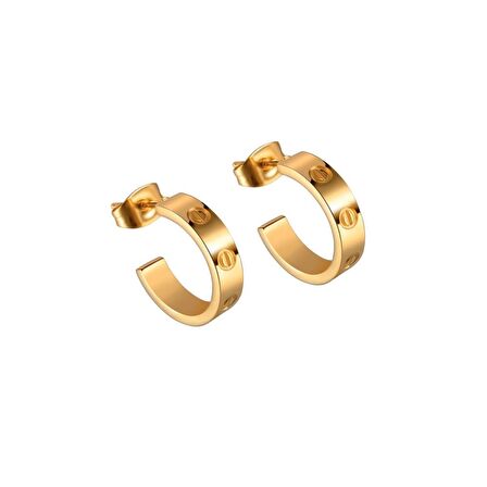 Chavin Gold Vidalı Tasarım Bayan Çelik Küpe eh81sr