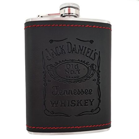 Jack Daniel s Logo Çelik 8oz Deri Kaplı 240 ml İçki Matarası dp02