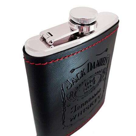 Jack Daniel Çelik 8oz Deri Kaplı 240 ml İçki Matara Takım dp02t