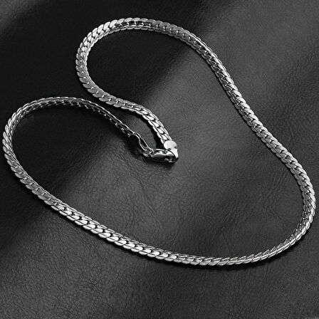 Chavin işlemeli 50 cm. Gri Çelik Erkek Zincir dy71