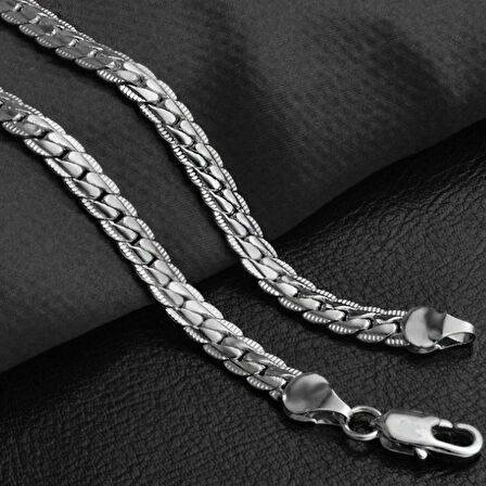 Chavin işlemeli 50 cm. Gri Çelik Erkek Zincir dy71
